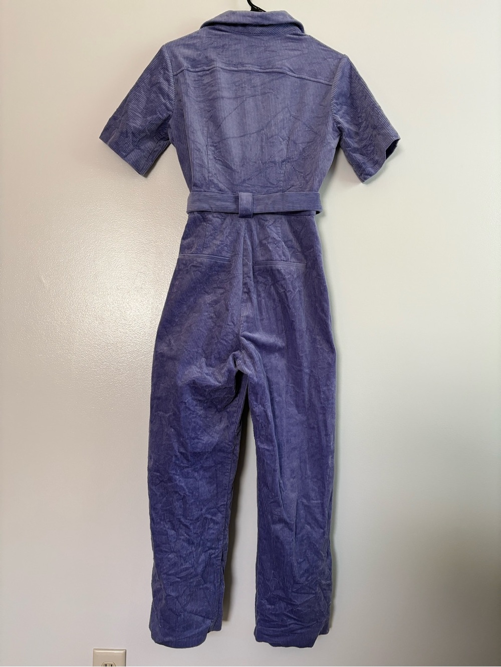 & Other Stories Lilac Corduroy Jumpsuit Front Zip Matching Fabric Belt Size 4 - Picture 4 of 13